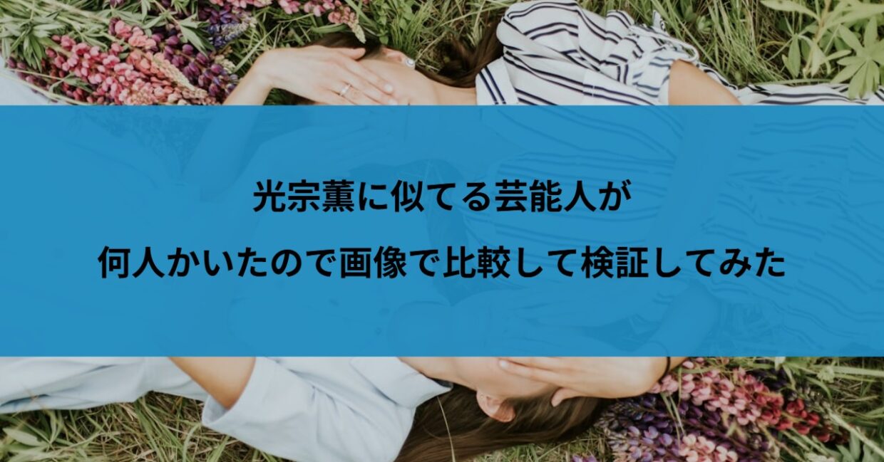 光宗薫に似てる芸能人が何人かいたので画像で比較して検証してみた
