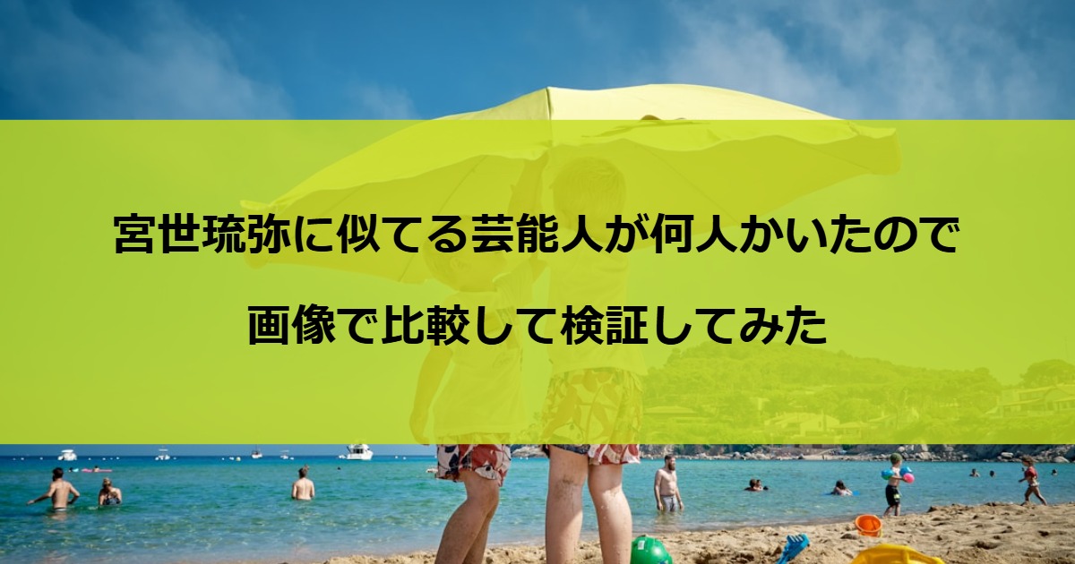 宮世琉弥に似てる芸能人が何人かいたので画像で比較して検証してみた