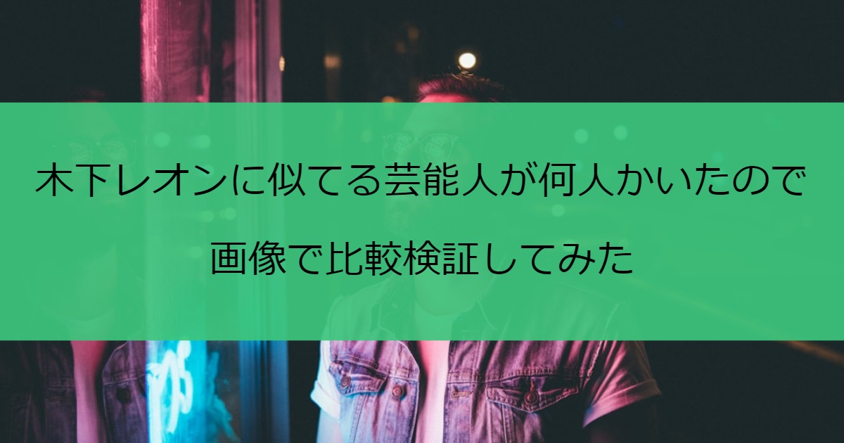 木下レオンに似てる芸能人が何人かいたので画像で比較検証してみた