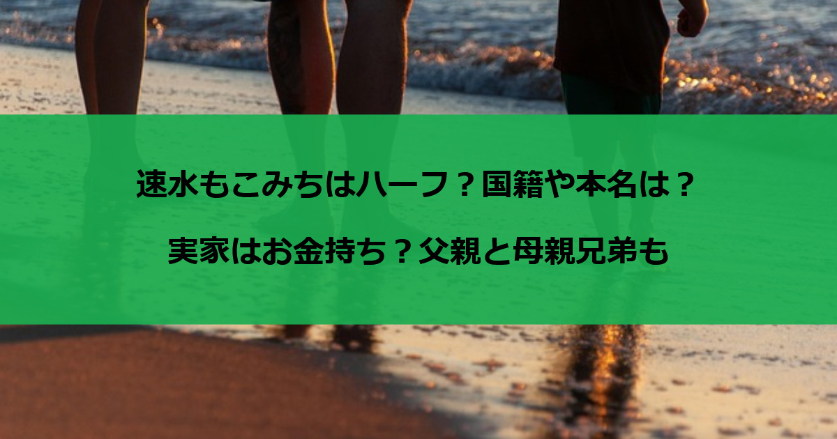 速水もこみちはハーフ？国籍や本名は？実家はお金持ち？父親と母親兄弟も