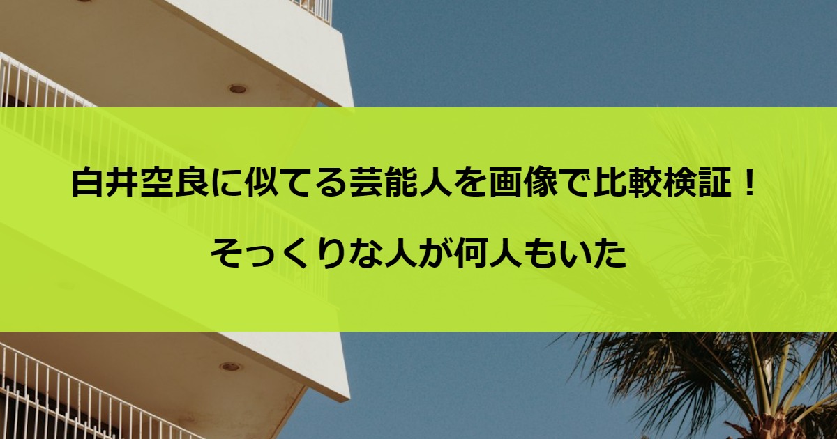 白井空良に似てる芸能人を画像で比較検証！そっくりな人が何人もいた