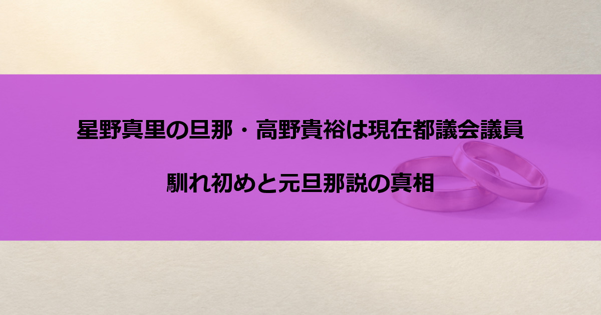 星野真里の旦那・高野貴裕は現在都議会議員｜馴れ初めと元旦那説の真相