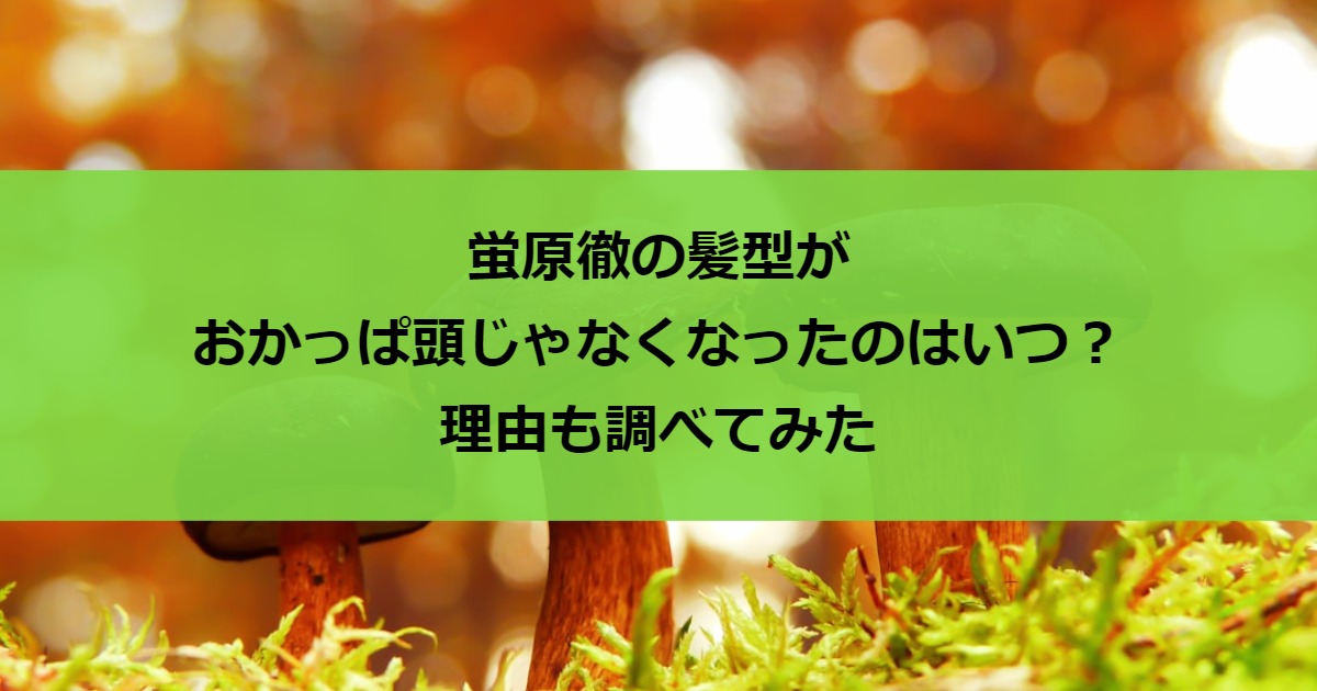 蛍原徹の髪型がおかっぱ頭じゃなくなったのはいつ？理由も調べてみた