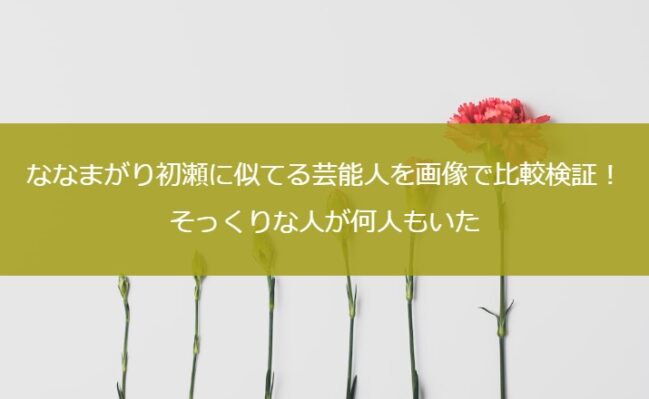 ななまがり初瀬に似てる芸能人を画像で比較検証！そっくりな人が何人もいた