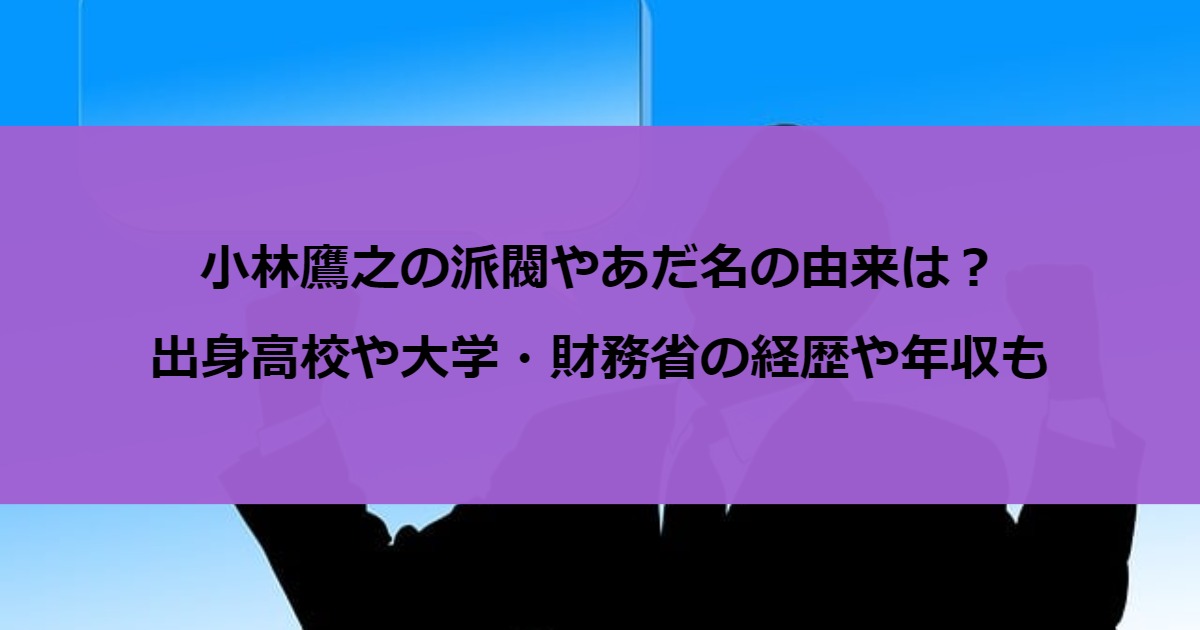 小林鷹之の派閥やあだ名の由来は？出身高校や大学・財務省の経歴や年収も