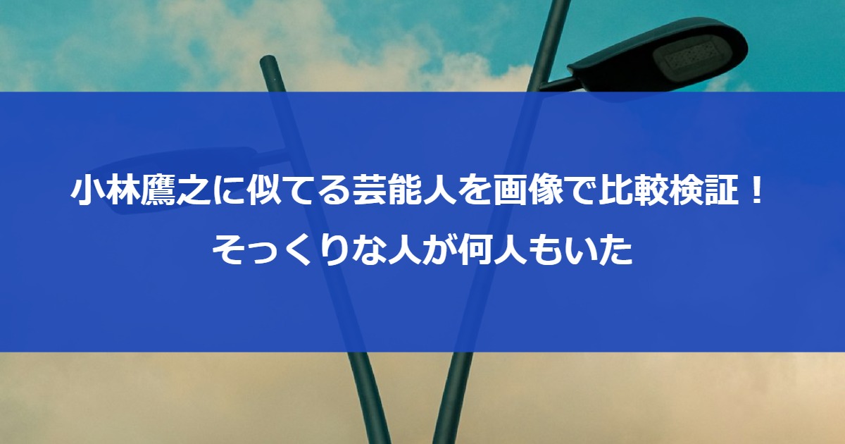 小林鷹之に似てる芸能人を画像で比較検証！そっくりな人が何人もいた