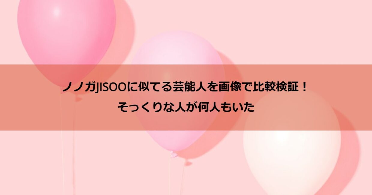 ノノガJISOOに似てる芸能人を画像で比較検証！そっくりな人が何人もいた