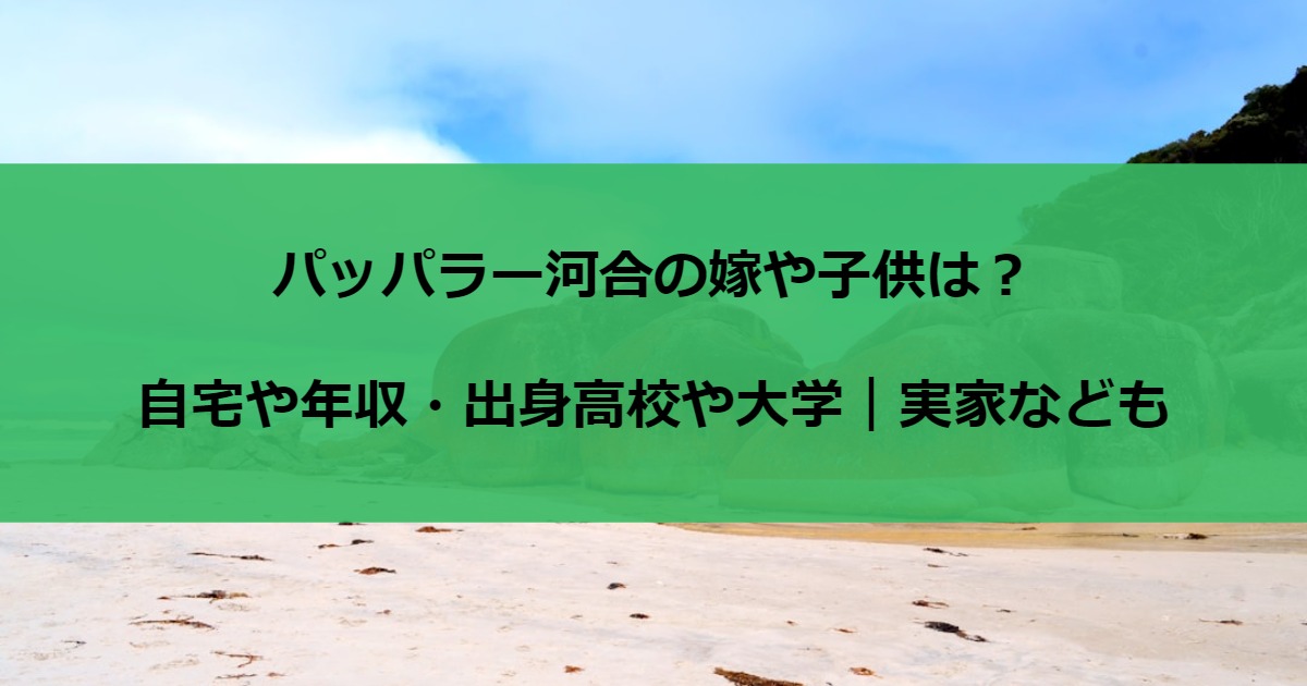 パッパラー河合の嫁や子供は？自宅や年収・出身高校や大学｜実家なども