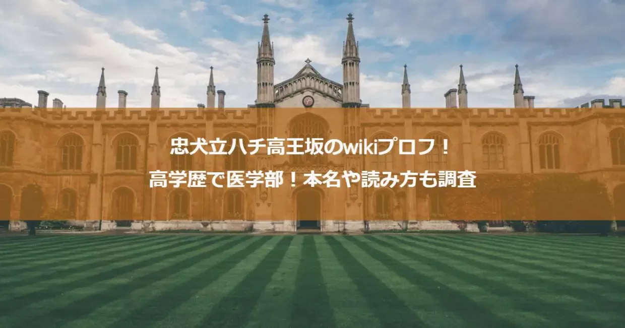 忠犬立ハチ高王坂のwikiプロフ！高学歴で医学部！本名や読み方も調査