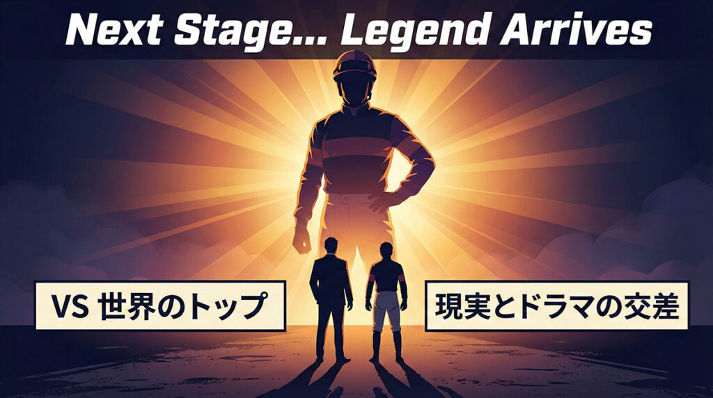 第9話予告イメージ。世界的名手クリストフ・ルメールの登場を示唆するシルエットと、それに挑む耕一と翔平の構図。