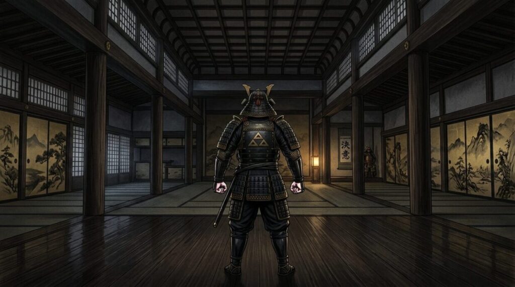 京の城内で浅井への報復を誓う織田信長のイメージイラスト